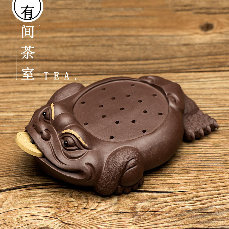 Tea Spotting Piece Boutique Purple Sand Gold Toad Kettle Bearing cushion Sculpture Tea Play Tea Tray Decoration Kutian Tea Lane Accessories Gift