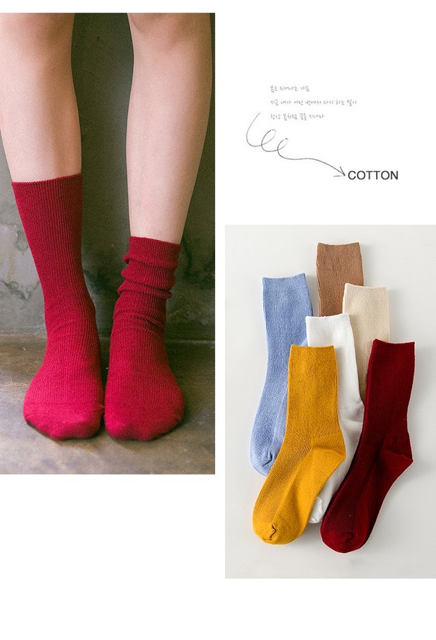 Vớ cotton retro Nhật Bản đặt mùa xuân và mùa hè Quần tất nữ Hàn Quốc màu kẹo trong ống Sen vớ nam xuất khẩu