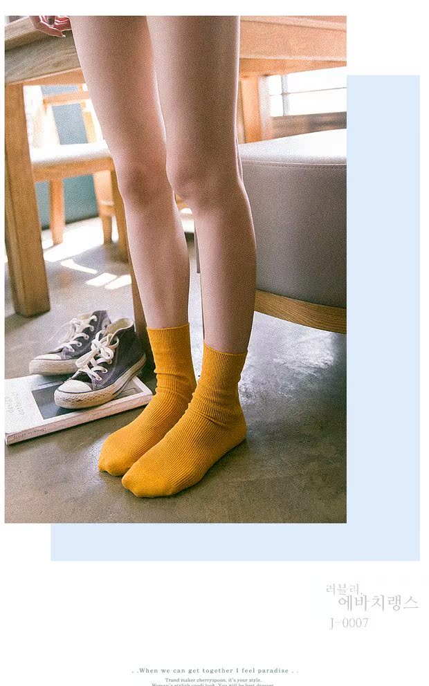Vớ cotton retro Nhật Bản đặt mùa xuân và mùa hè Quần tất nữ Hàn Quốc màu kẹo trong ống Sen vớ nam xuất khẩu