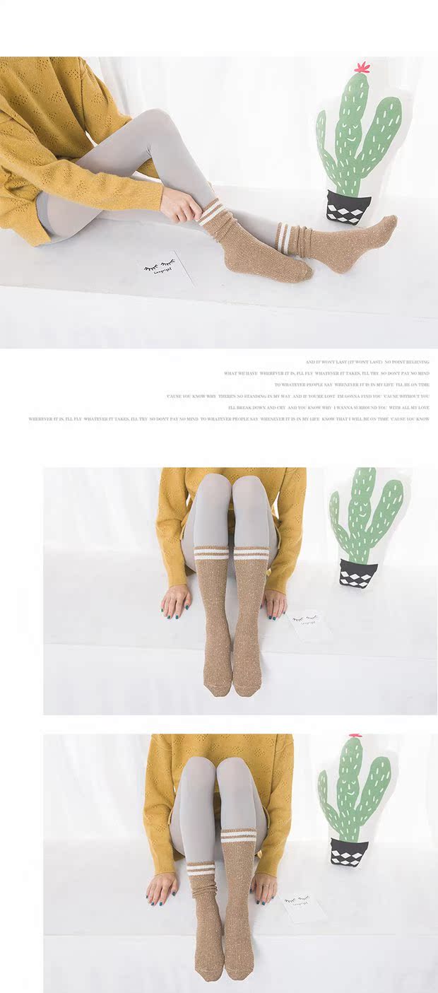 Đống vớ nữ mùa thu và mùa đông len Hàn Quốc sợi retro sinh viên Nhật Bản Harajuku khởi động hai thanh trong ống vớ nữ shop tất nữ đẹp