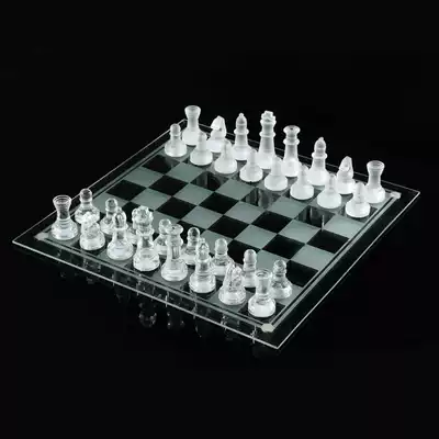 Exquisite high-end glass chess Crystal large glass board 35CM glass chess piece King 7 6 interior
