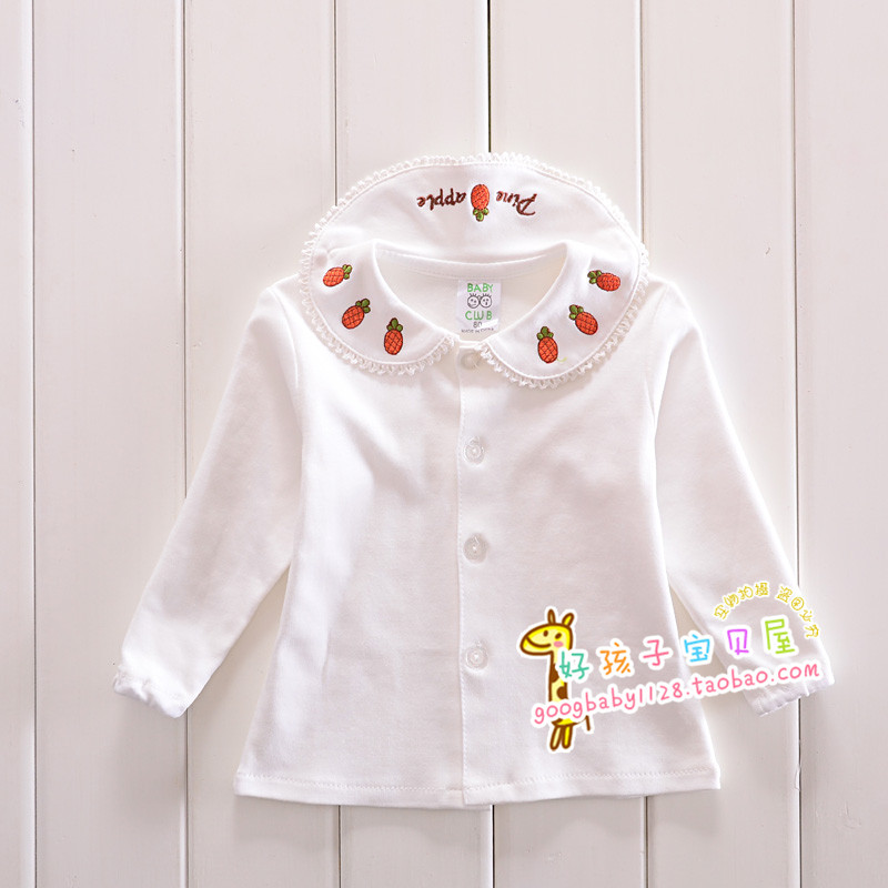 Phiên bản hàn quốc 2017 mới mùa thu cotton ren bé gái sơ mi chạm đáy áo sơ mi cotton hoạt hình áo sơ mi bé gái 10 tuổi