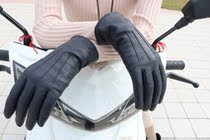 Mingshun sheepskin gloves Womens warm wool velvet driving special goatskin skin-friendly thin section