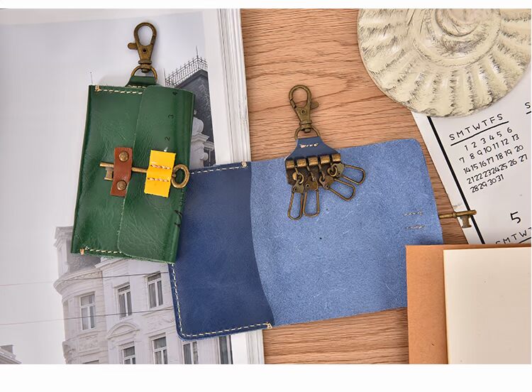 Phiên bản giới hạn retro da thẻ nhà gói túi chìa khóa mỏng đa chức năng sáng tạo nhỏ gọn móc khóa nhỏ gọn - Trường hợp chính móc khóa ví mini