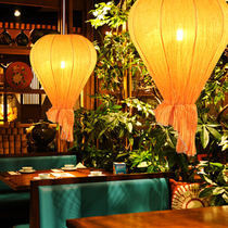 Chinese Tide Lantern Hotel Restaurant Hot Pot Retro Creative Flower Light Waterproof Classical Cloth Art Lamps Ancient Wind Hanging