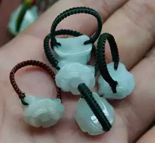 Natural jade A goods flower blooming rich peony flower ring red rope transfer ring