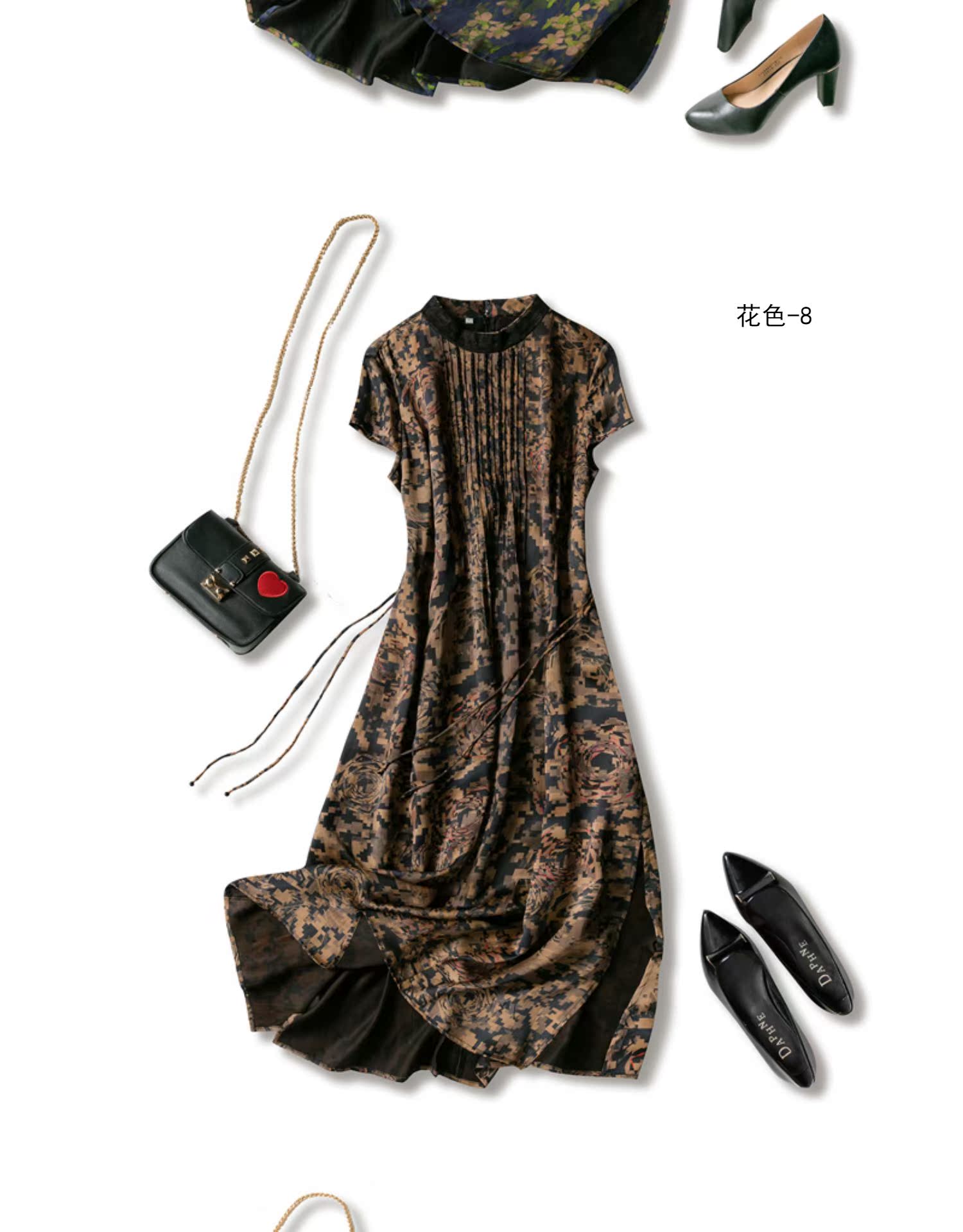 Mùa hè 2019 mới lụa tơ tằm ngắn tay áo ngắn tay eo thon thon váy dài 95515 - Sản phẩm HOT quần áo thời trang nữ