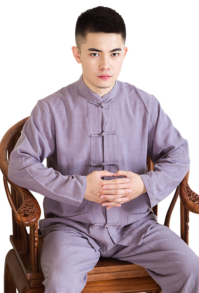 中国风唐装青年长袖套装棉麻外套休闲裤子宽松中老年汉服秋季