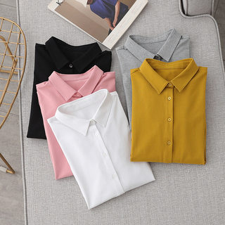 Elastic and Stylish Square-Neck Base Cotton Shirt for Women, Knitted Cotton Basic Style, Spring and Autumn Long-Sleeve Shirt for Work