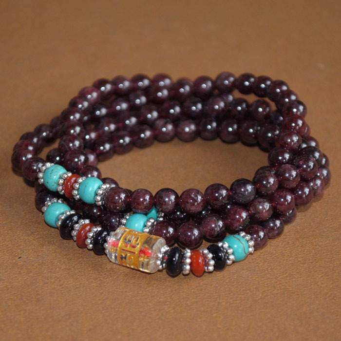 Natural Wine Red Garnet Bracelet, 108 Garnet Beads Prayer Bracelet, 108 Garnet Beads Bracelet