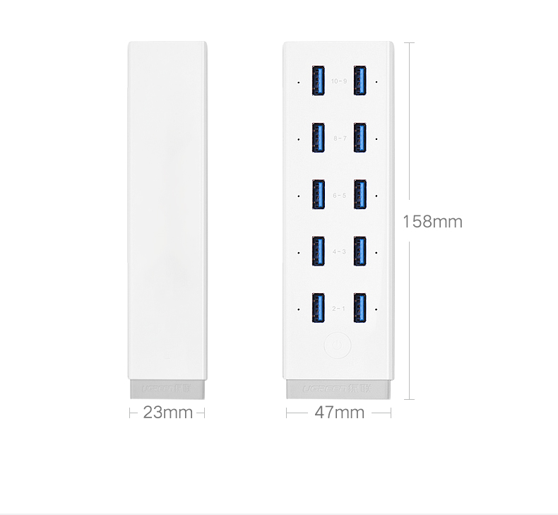 Green Union usb3.0 splitter 10 cổng trung tâm cho trung tâm nguồn U chuột và bàn phím điện thoại di động sạc máy tính xách tay - USB Aaccessories quạt sạc mini