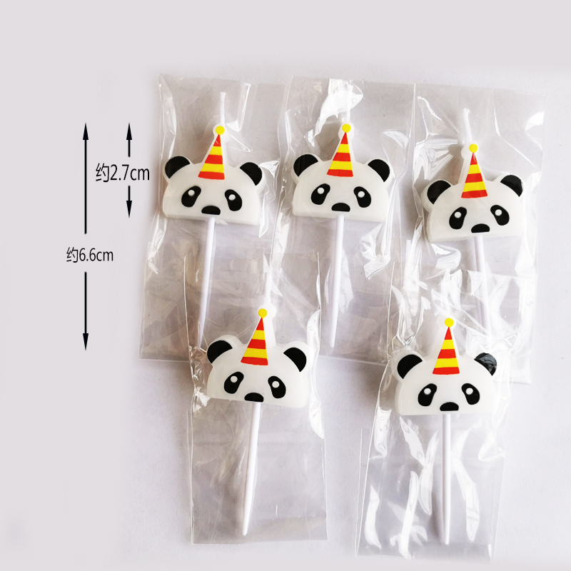 Five Black & Bagged Panda Candlesbirthday candle Cartoon Small animals tiger giraffe Hippo zebra  Cake children 12 Zodiac dog cat