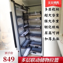 Snack cabinet Kitchen monster linkage high cabinet pull basket Cabinet multi-function storage High depth pull basket large capacity storage