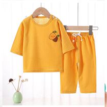 Ochoaly 2022 Summer thin section 7 Sleeves Suit Children Pyjamas Girl Air Conditioning Boys Home Clothes