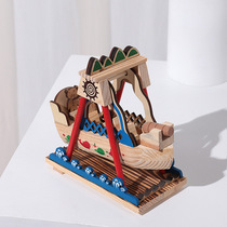 Handmade woodwork creative amusement park swing pirate ship model ornaments boy toy birthday gift for students