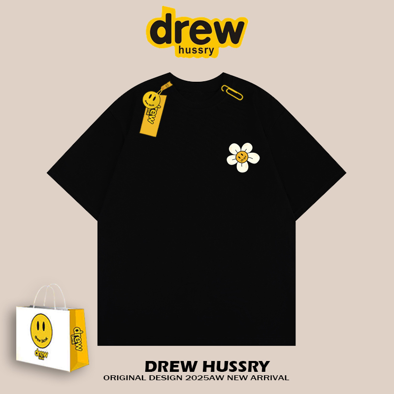 Drew American Trendy Brand Daisy Small Logo Printed Short-Sleeved T-Shirt for Men and Women 2025 Couple Wear Student Loose Half-Sleeved Tee
