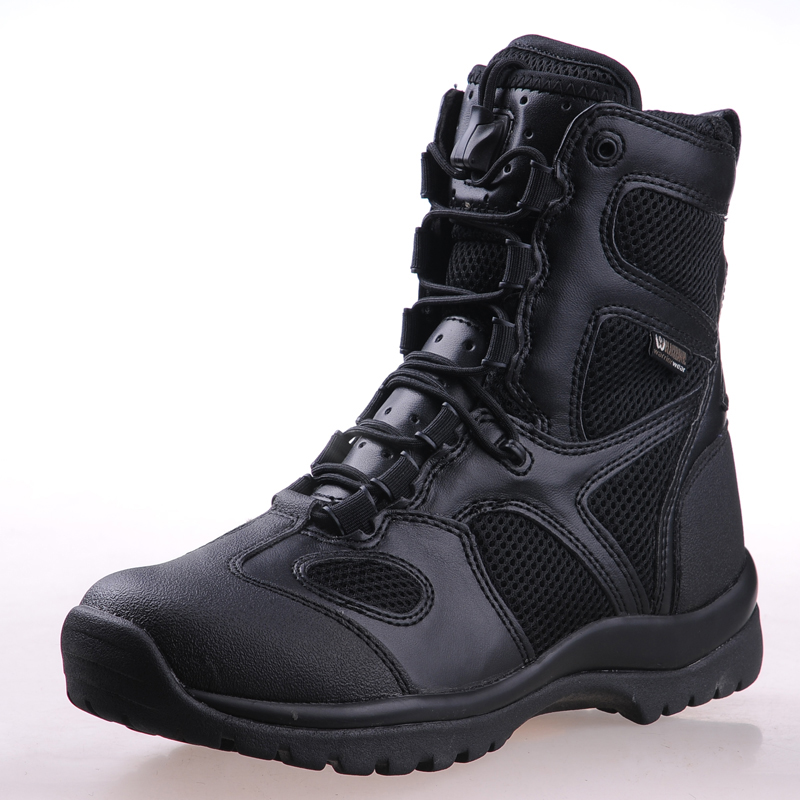 Outdoor Summer Combat Boots Male Black Hawk Assault Boots High Cylinder Special Soldiers Tactical Boots Breathable Land Warfare Combat Training Shoes Climbing Boots