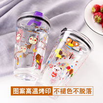 Shaking sound Net red water Cup scale Cup trend cute with straw female glass cartoon Milk Cup Glass Household