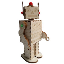  Wooden toys DIY handmade technology small production Electric walking assembly graffiti toy walking robot