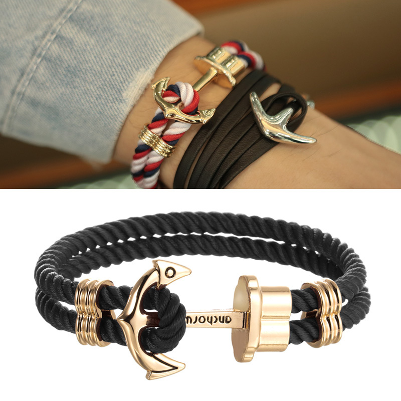 Navy Anchor Bracelet, Fashionable and Simple, Couple's European and American Street Retro Bracelet, Trendy Men's Bracelet, Watch Accessories