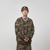 S45 (original 1807)spring new graffiti camouflage crew neck printing sweater mens casual loose long-sleeved top