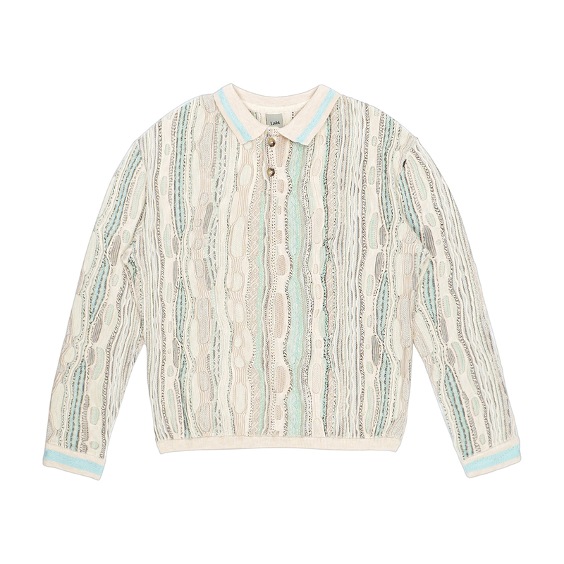 Labt Bohemian Bitter Melon Pattern Sweater Retro Loose Pullover Skin-Friendly Breathable Lapel Blended Knitwear