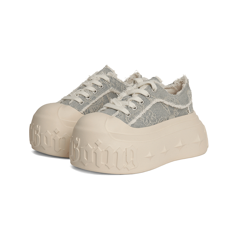 1807Inf-008 Gothic Lace up Gothic Canvas Shoes Paisley Pattern Thick-Soled Height-Increasing Casual Shoes Trendy
