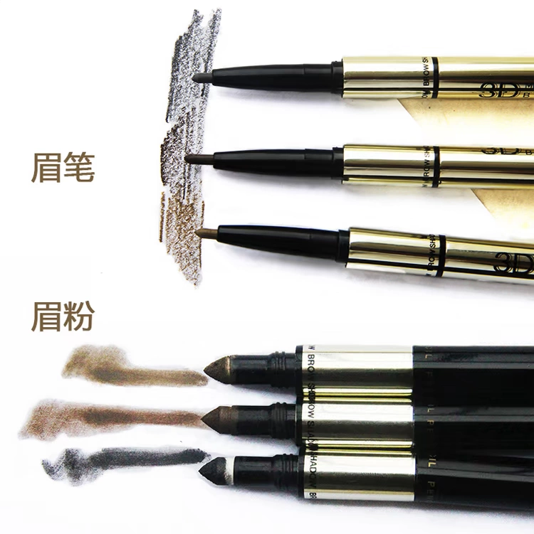 Thái Lan chính hãng Mistine 3D ba trong một bột lông mày bút chì hai đầu kem nhuộm lông mày ba chiều chì kẻ mày shu uemura