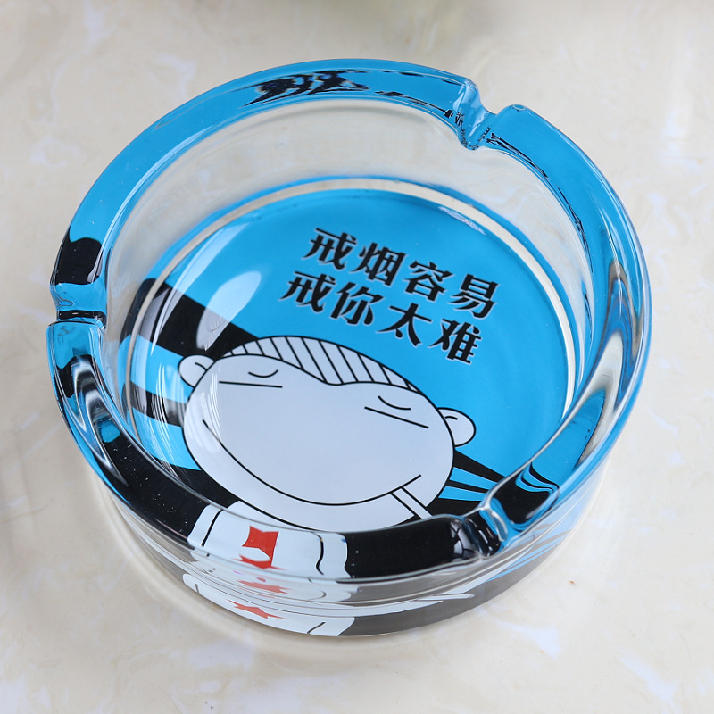 Creative glass ashtray trend personality household living room Bedroom KTV bar Internet Cafe Cartoon cigarette cylinder cute