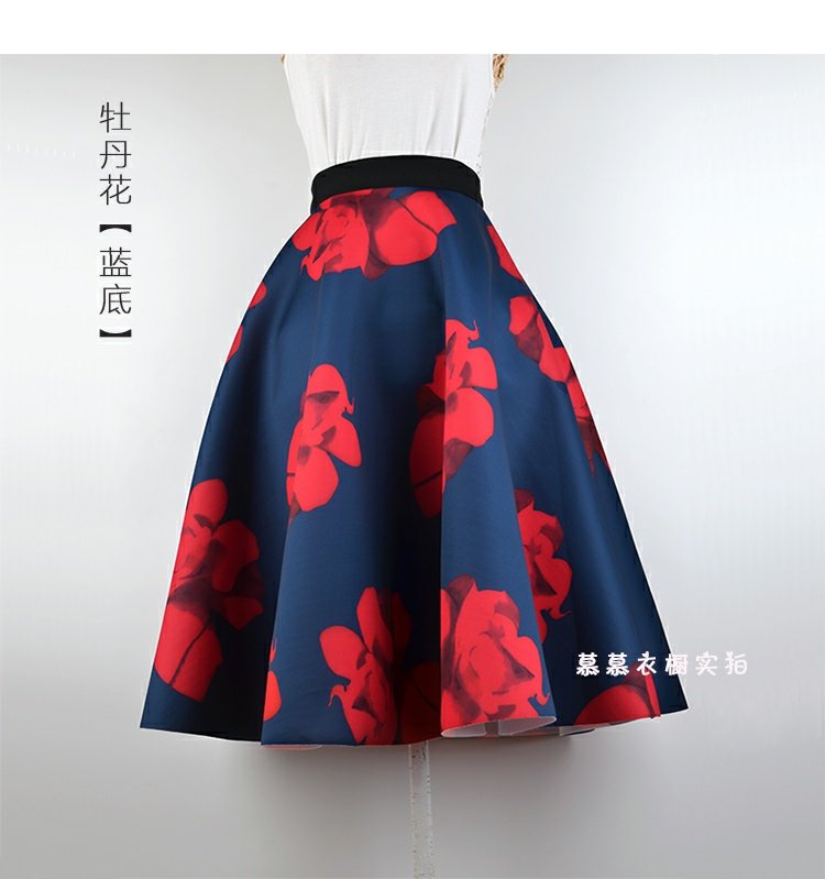 Mùa thu đông phiên bản Hàn Quốc mới của không gian váy cotton in hoa eo cao đã mỏng một chiếc váy hoa mọc lên trong chiếc váy phụ nữ chân váy đẹp