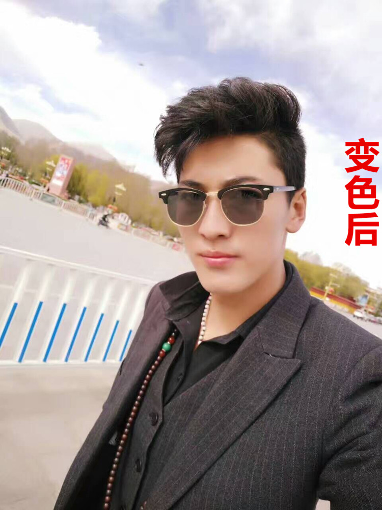 Kính râm phân cực cận thị nam nữ lái xe nửa khung với kính râm độ với kính đổi màu kính phẳng kính gương kính louis vuitton