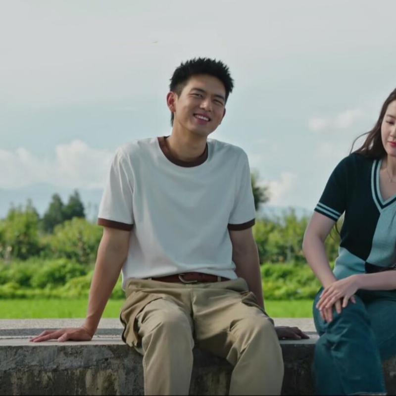 Go Where the Wind Blows, Xie Zhiyao's Same Style Clothing, Pure Cotton, Color-Blocking, Versatile, Round-Neck Short-Sleeve T-Shirt, Trendy for Both Men and Women