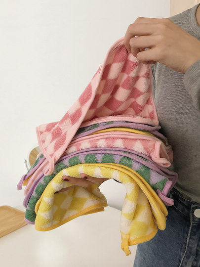 菱形格毛巾女洗脸洗澡超强吸水速干家用宿舍男女柔软舒适加厚面巾