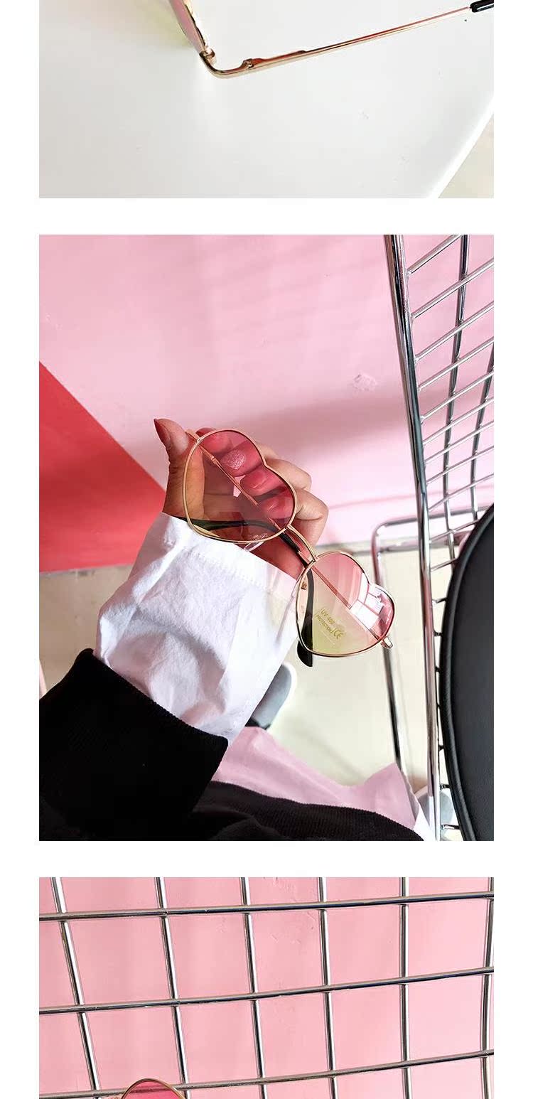 Hàn Quốc Phong cách Harajuku Ocean Piece Retro Kính râm tình yêu Cô gái mềm mại hoang dã Tình yêu trong suốt Kính râm Gradient kính mát nam