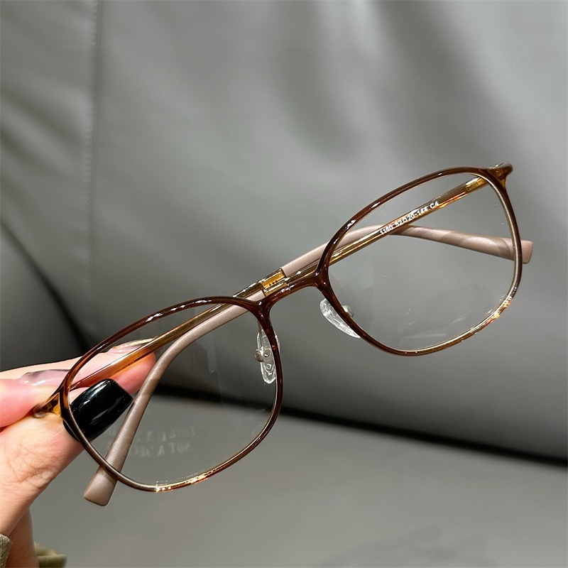 French Gentle Motto Ultra-Light Plastic Steel Titanium Square Frame, Comfortable and Versatile, Can Be Equipped with Prescription Anti-Blue Light Frames