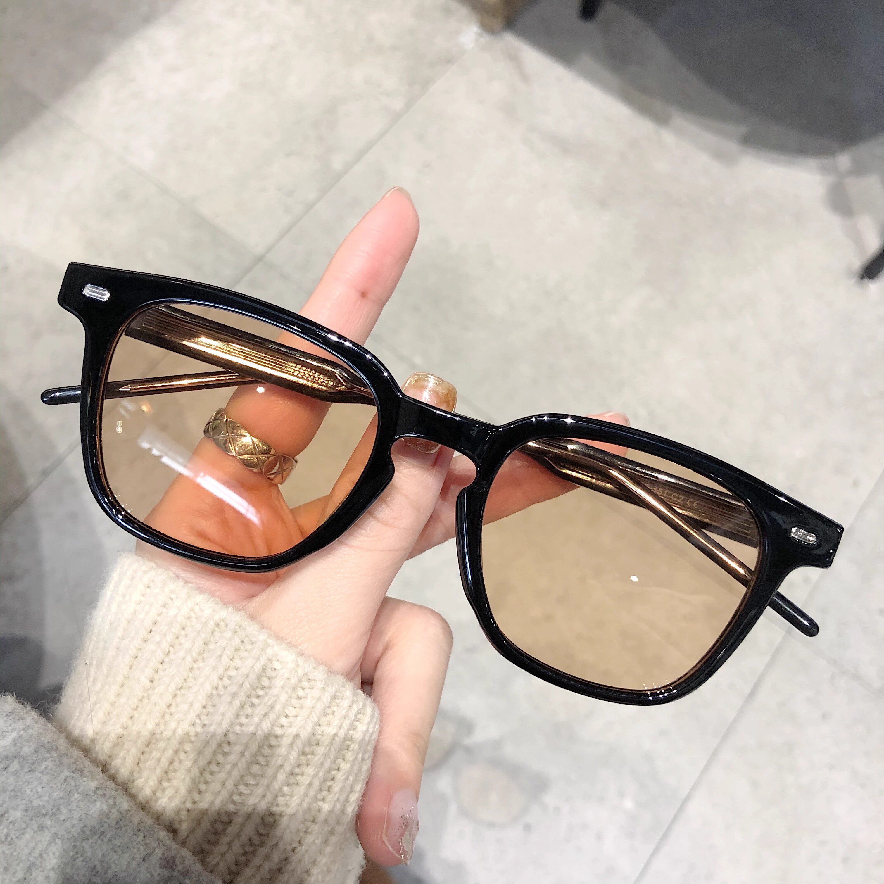 French Gentle Motto square with high number of anti-UV polarized sunglasses female sunglasses man-Taobao