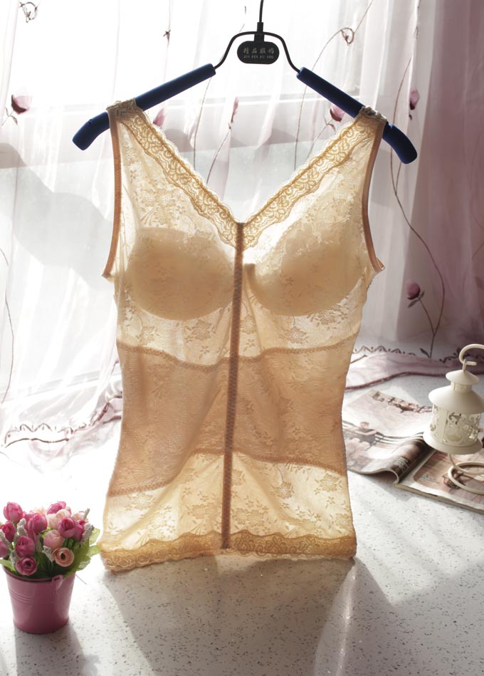 Sexy ren phía trước và phía sau V-cổ áo ngực dây đeo vest tích hợp với vòng thép micro-bụng đáy BC Cup