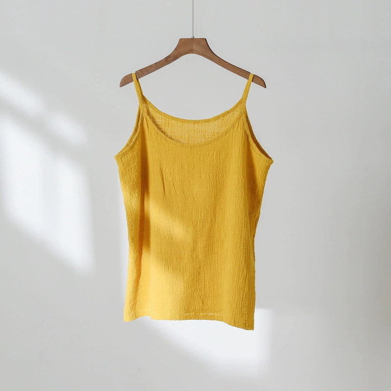 Mùa hè im lặng mới cotton và vải lanh nữ văn học retro cotton và áo khoác lanh nhỏ vest nữ thả lỏng đáy treo - Áo ba lỗ