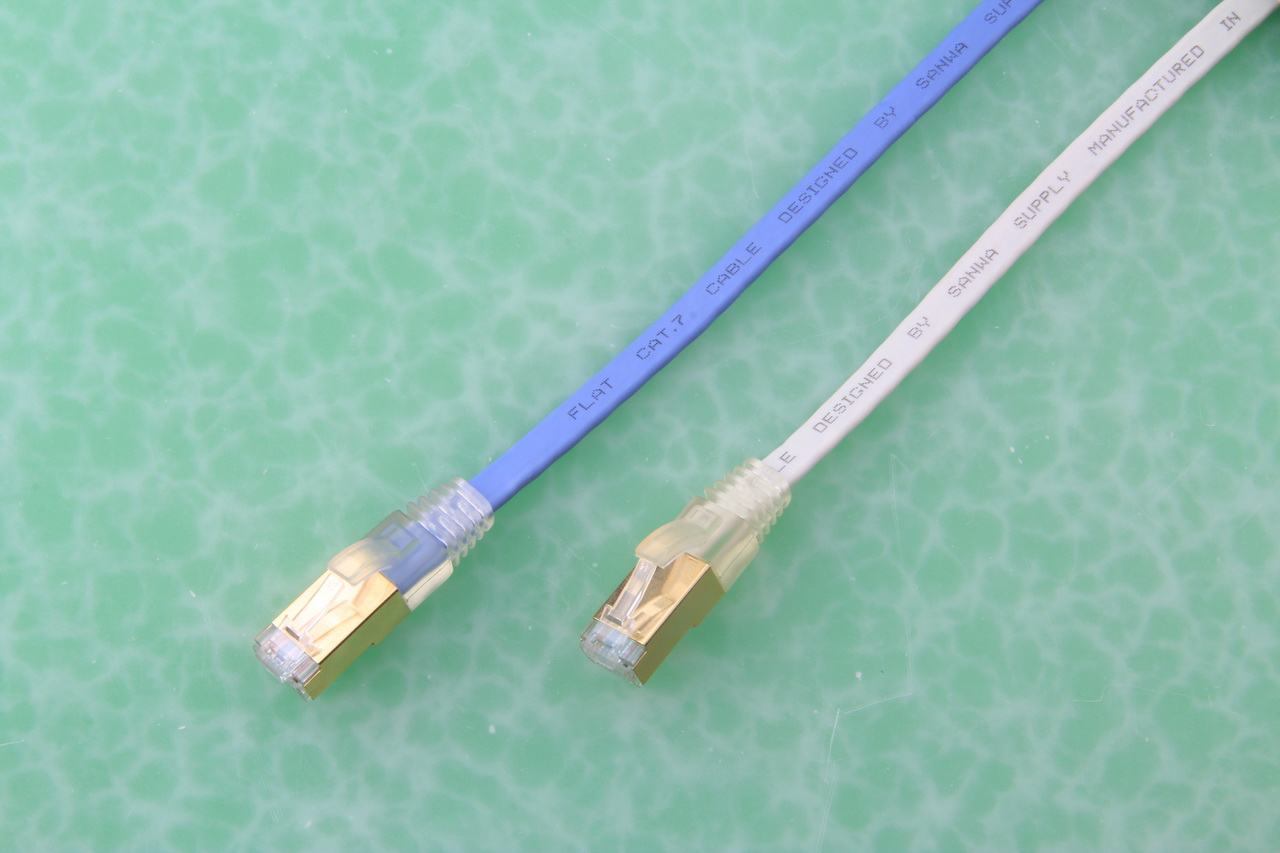 SANWA (SANWA)cat7 Flat cable cat7 Gold-plated shielded fiber optic computer network cable 1 meter