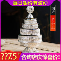 Buddha margin 925 sterling silver manzha pan precision carved eight auspicious for Buddha Tibetan Manda plate repair 8cm304g