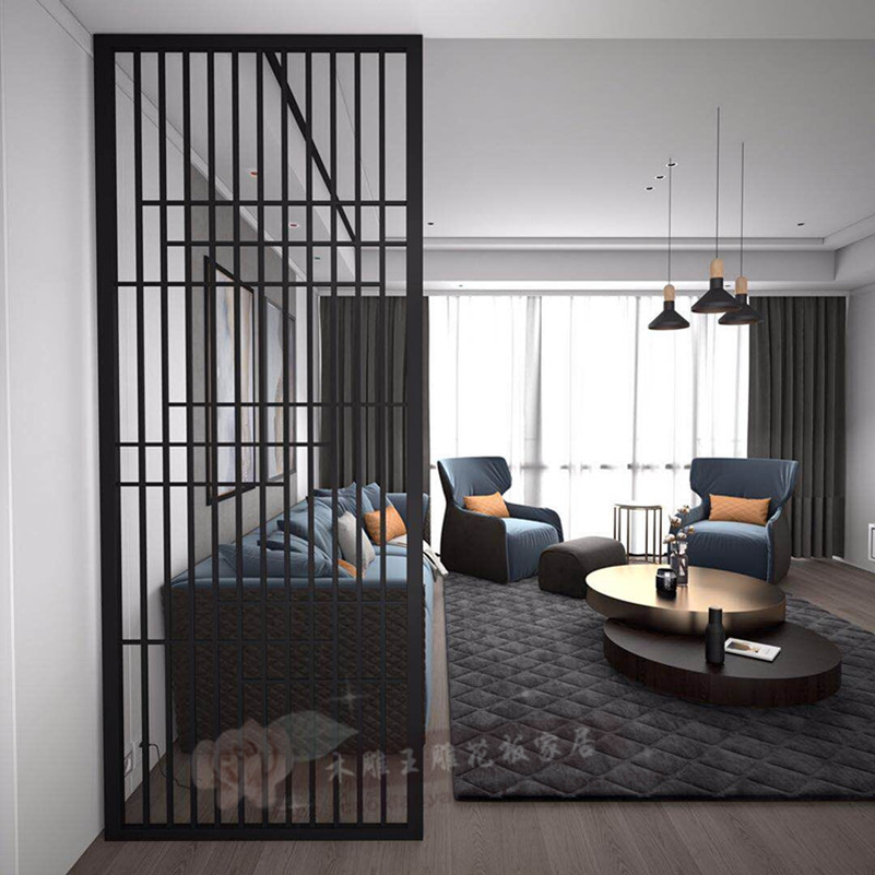 Modern wooden grille cut-out partition MDF vertical entry hallway carved board into the screen Japanese flower lattice