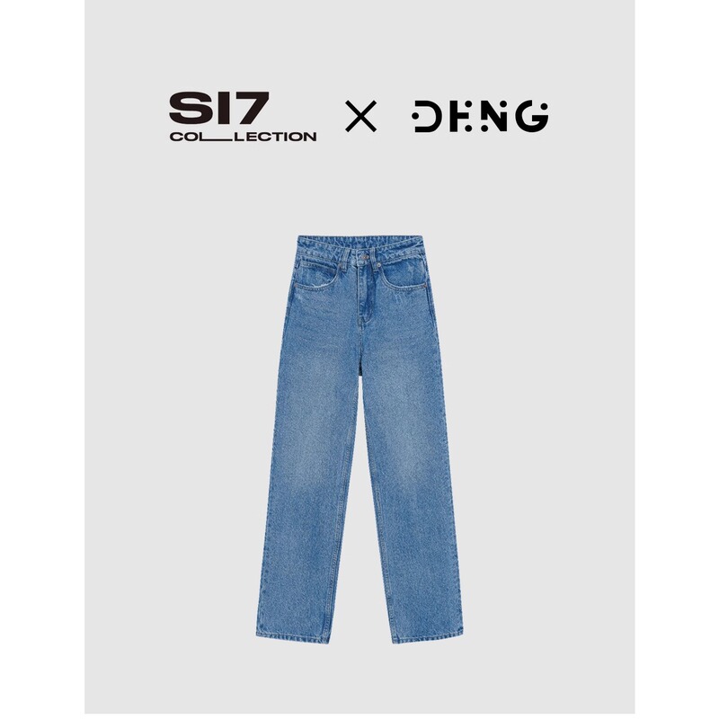 Deng Micro-Narrow Straight-Leg Slimming and Leg-Lengthening Snowflake Texture 100% Cotton 13oz Mid-High Waist Jeans Nzs024