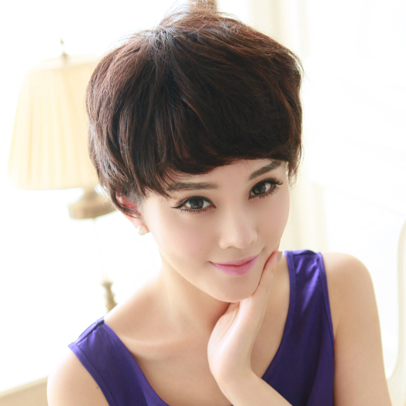 品秀假发 短发妈妈假发 贵妇真发假发 短发 女 真人发中年假发套