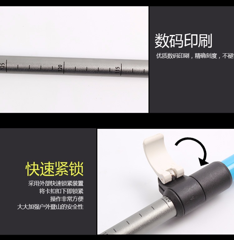 Núi khách hàng bên ngoài leo núi gấp thẳng tay cầm leo núi cực nhẹ 7075 hợp kim nhôm tốc độ khóa kính thiên văn đi bộ gậy chống lưng