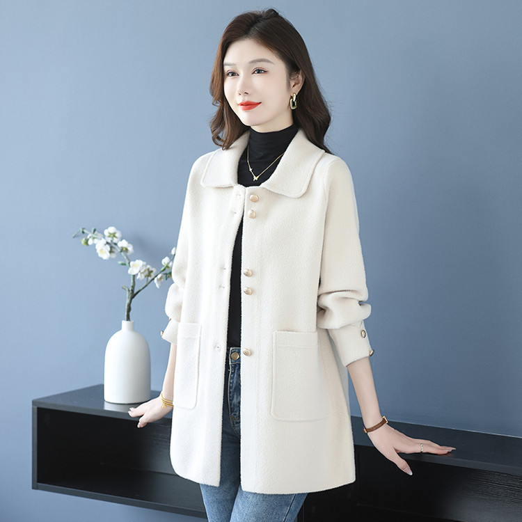 100kg Plus-Size Double-Sided Fleece Coat for Moms, Extra Large Size, Mid-Length, Solid Color, Loose-Fitting Overcoat for Middle-Aged and Elderly Women 100kg Plus-Size Double-Sided Fleece Coat for Moms, Extra Large Size, Mid-Length, Solid Color, Loose-Fitting Overcoat for Middle-Aged and Elderly Women