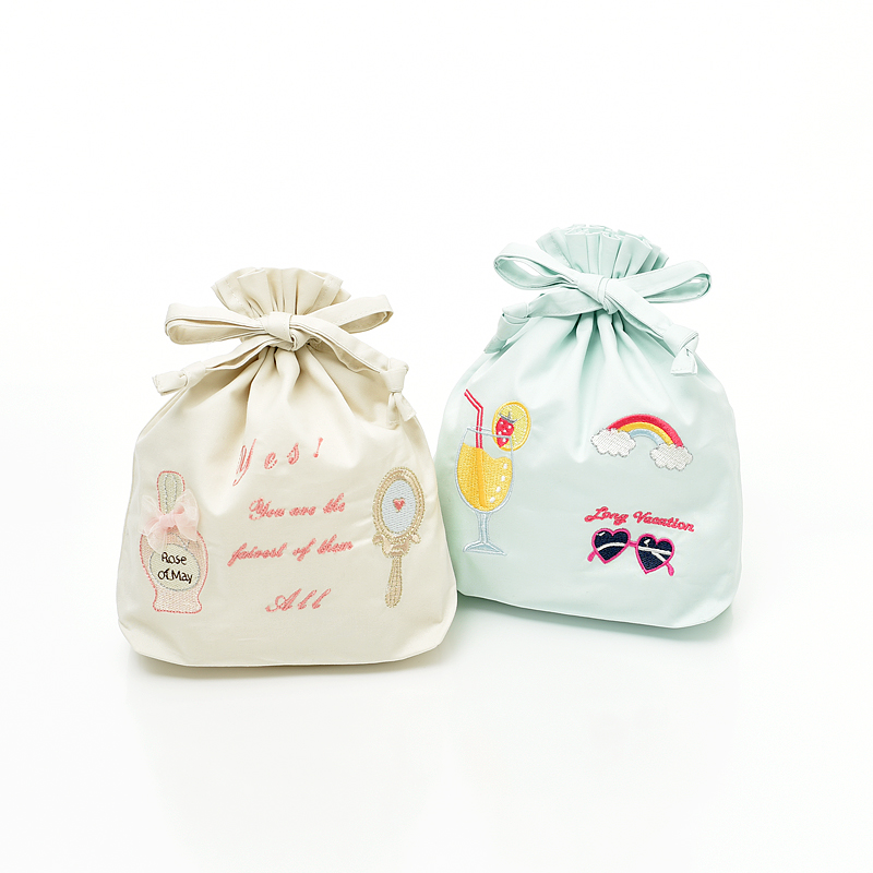 Pure Cotton Embroidered Perfume Bottle Rainbow Cashier Bag Mini Small Makeup Bag Travel Portable Inner Garment Bag Draw Rope Bag-Taobao