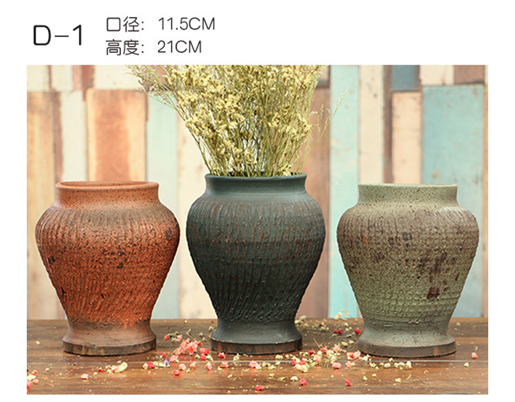 Bình hoa retro chèn hoa gốm đá bình hoa trang trí phòng khách cắm hoa sáng tạo cá tính thịt cũ cọc hoa - Vase / Bồn hoa & Kệ chậu cây trong nhà