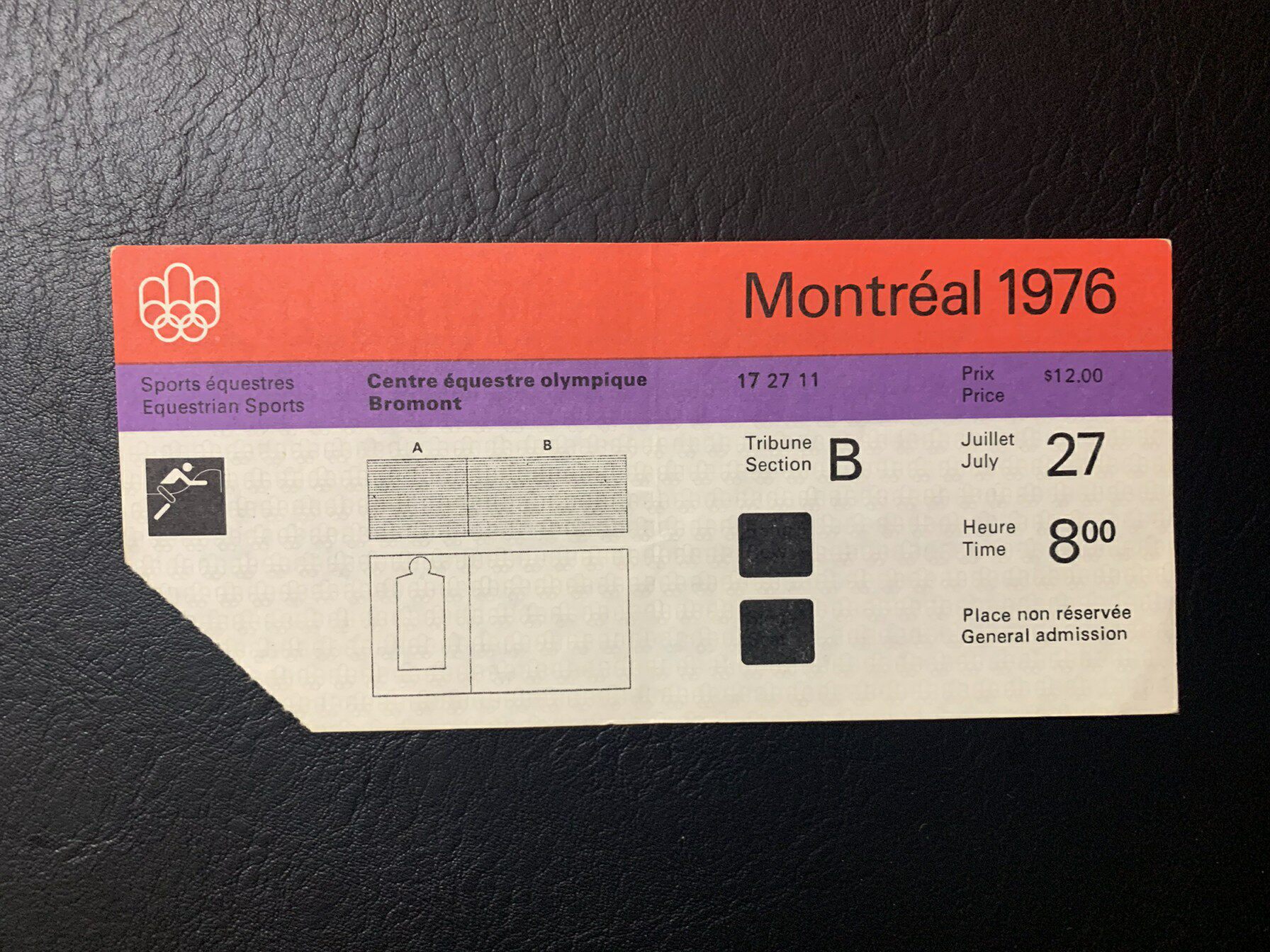 M02-1 1976 equestrian tickets for the Summer Olympics in Montreal, Canada