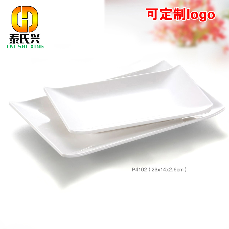 Rectangular Dining Flat Pan Roast Sushi Sushi Creative Personality White Dishes Home Imitation Porcelain Melamine Plastic Cutlery