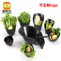 Japanese-Korean plastic hot pot restaurant vegetable lettuce bucket diagonal Sashy Big Bowl melamine tableware ingredients self-service seasoning Bowl